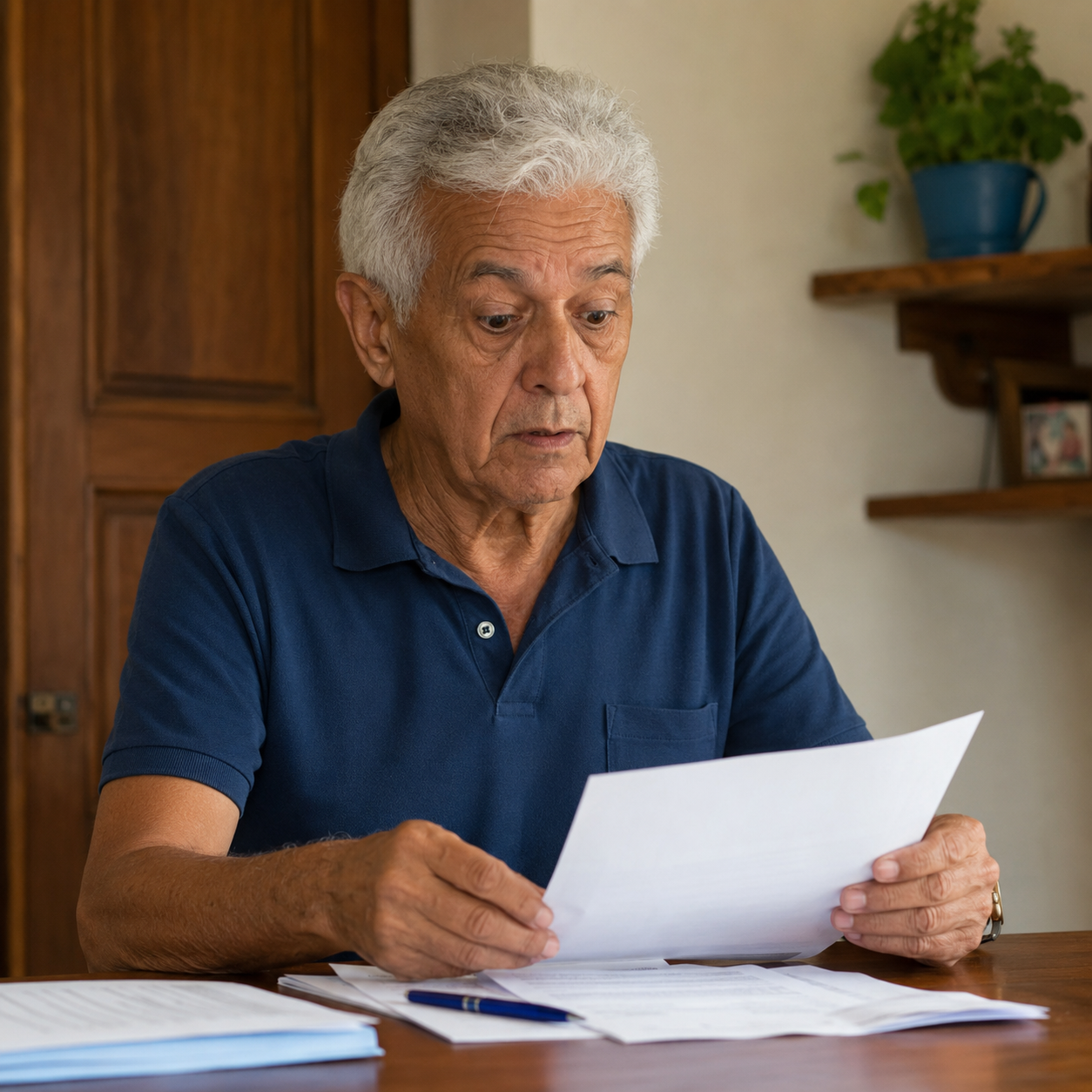 Servidor aposentado analisando documentos sobre o reajuste de 28,86%